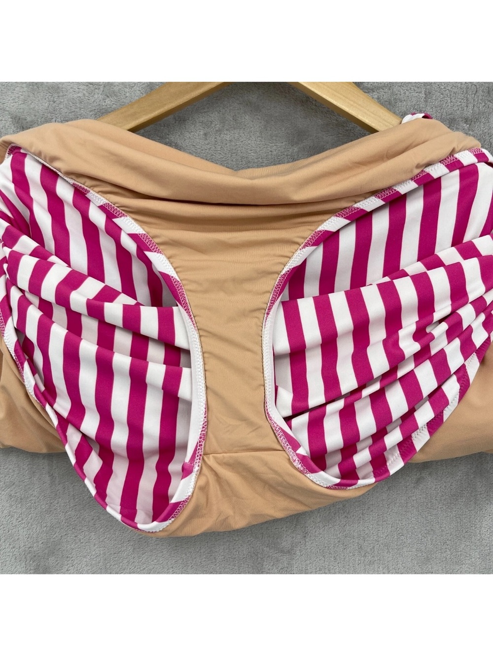 J. Crew 3X Pink & White Striped Tie-Shoulder One-Piece - Picture 8 of 16